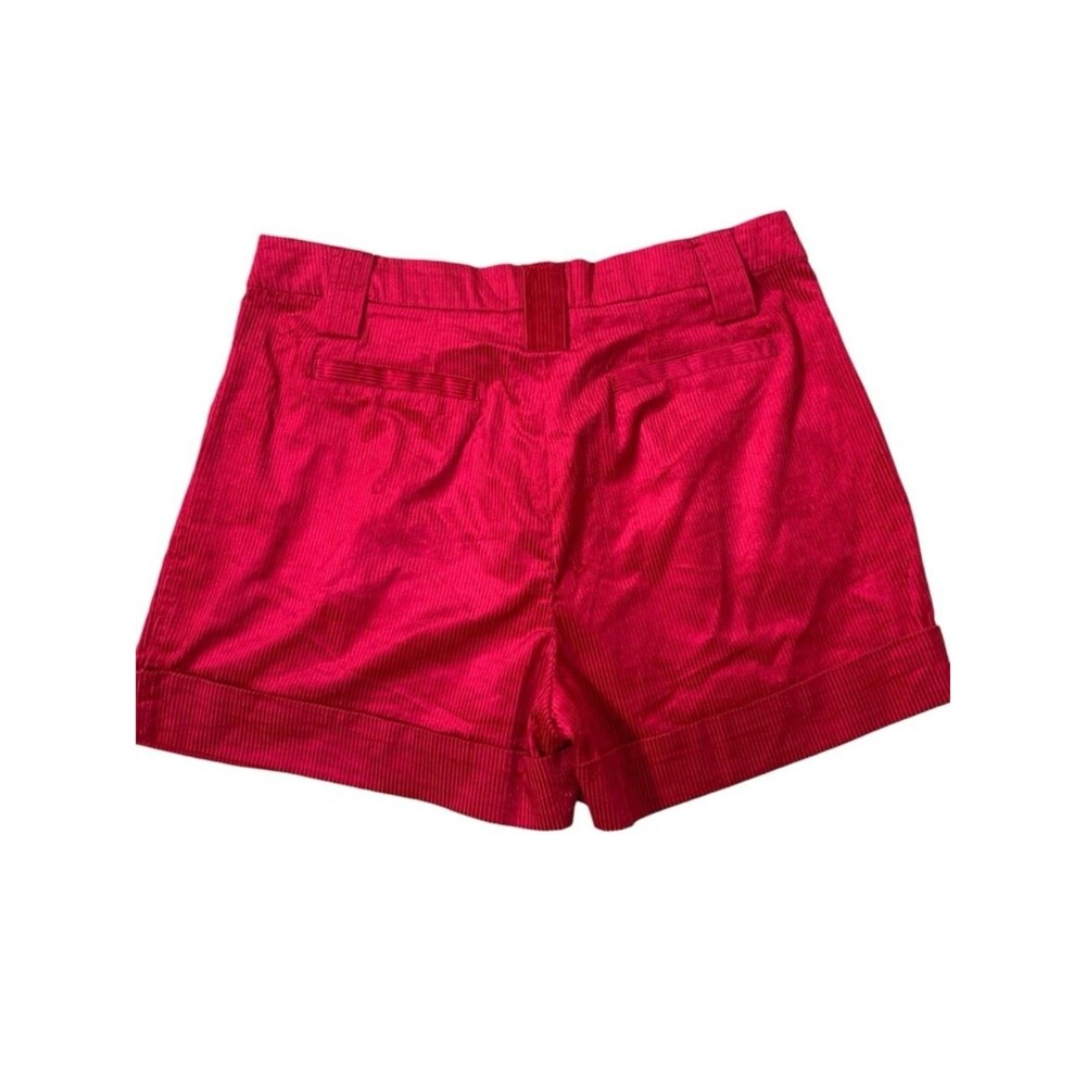 Ganni Corduroy Shorts Women’s 42 US 10/12 Love Potion Red High Waist Pleated - Picture 6 of 8